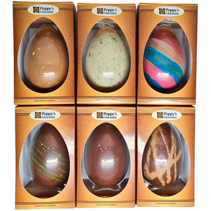 Poppy's Chocolate 6 Deluxe Easter Eggs. Handmade. Quality Chocolate.