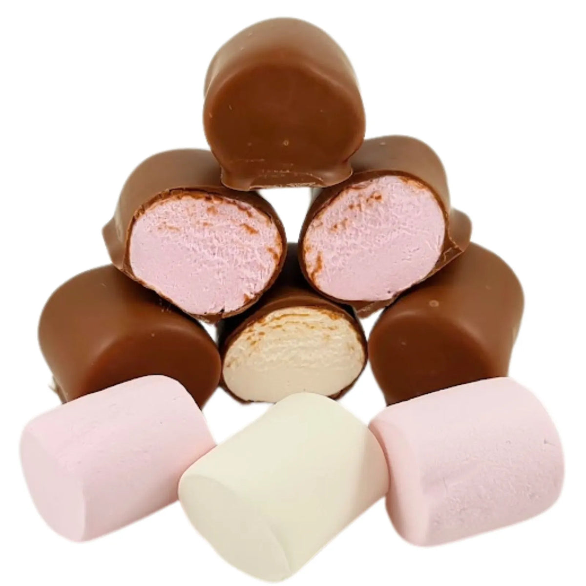 Poppy's Chocolate Chocolate Coated Pink and White Marshmallows 150g Luxury Handmade Chocolate Lollies