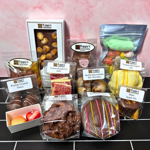 Poppy's 21st Birthday Treasure Box filled with exclusive handcrafted chocolates in a gourmet gift box.