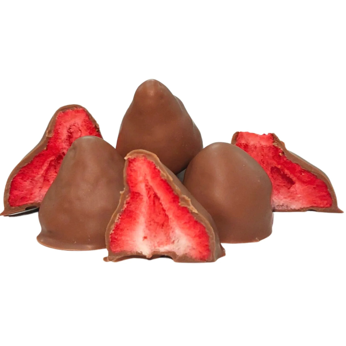 Poppy's Chocolate Milk Chocolate Coated Freeze Dried Strawberries 100g Luxury Handmade Chocolate
