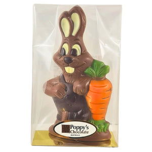 Poppy's Chocolate Milk Chocolate Easter Bunny with Carrot Luxury Handmade Easter Chocolate lollies
