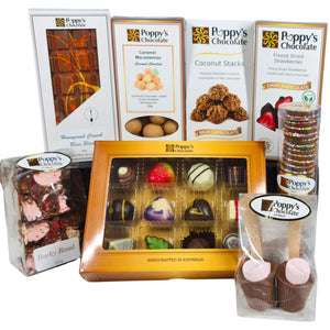 Poppy's Chocolate The Chocolate Connoisseurs Chocolate Hamper Luxury Handmade Chocolate Australia lollies
