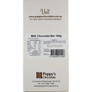 Poppy's Chocolate Milk Chocolate Block 100G