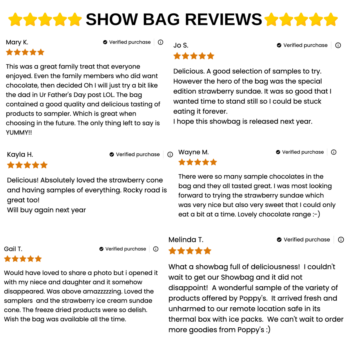 Poppy's Premium Gluten Free Show Bag