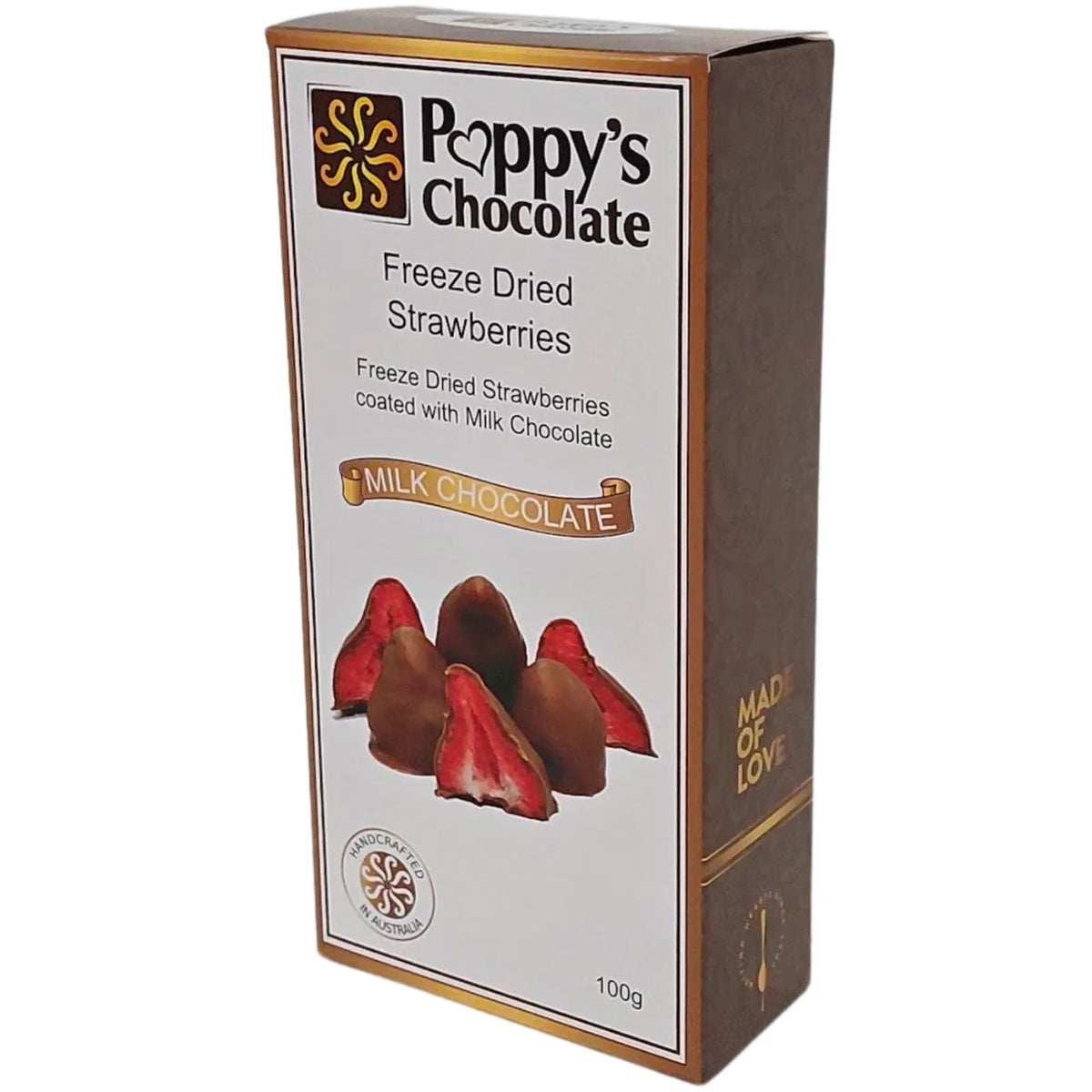 Poppy's Chocolate Milk Chocolate Coated Freeze Dried Strawberries 100G