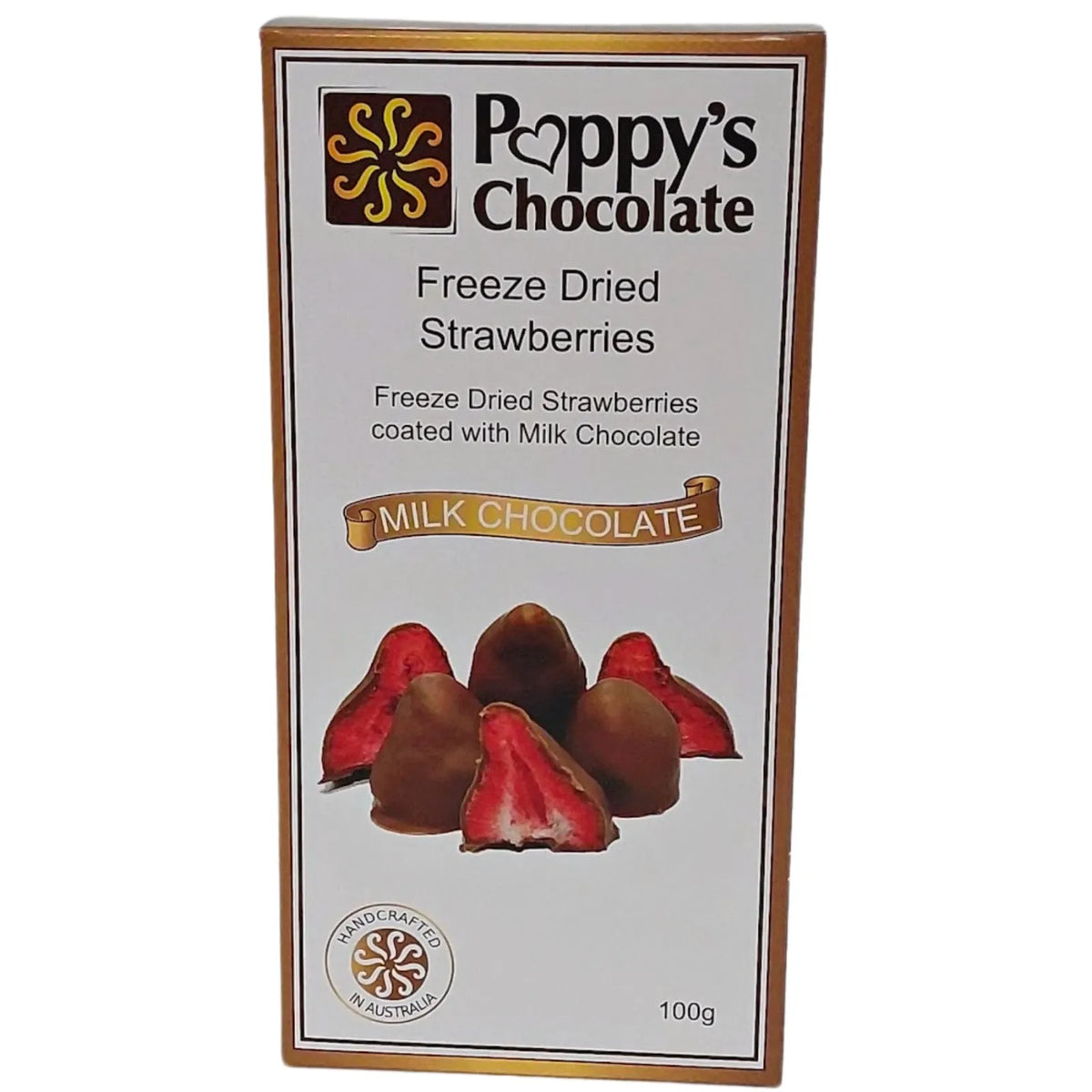 Poppy's Chocolate Milk Chocolate Coated Freeze Dried Strawberries 100G