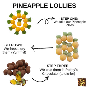 Poppy's Chocolate Chocolate Coated Freeze Dried Pineapple Lollies