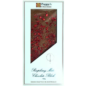 Raspberry and milk chocolate block 100g