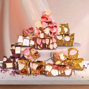 Poppy's Chocolate Rocky Road Bundle 8 Pieces Try Them All Luxury Handmade Chocolate Display Photograph