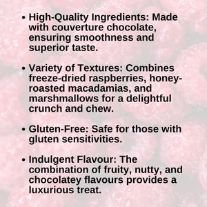 Benefits of Rocky Road with Raspberry, Macadamia, and Milk Chocolate.