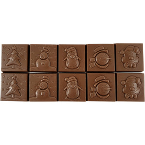 Poppy's Chocolate Christmas Square Chocolates 10 Pack Milk Chocolate Luxury Handmade Christmas Chocolate lollies