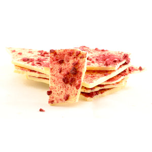 Raspberry and White Chocolate Bark 100g