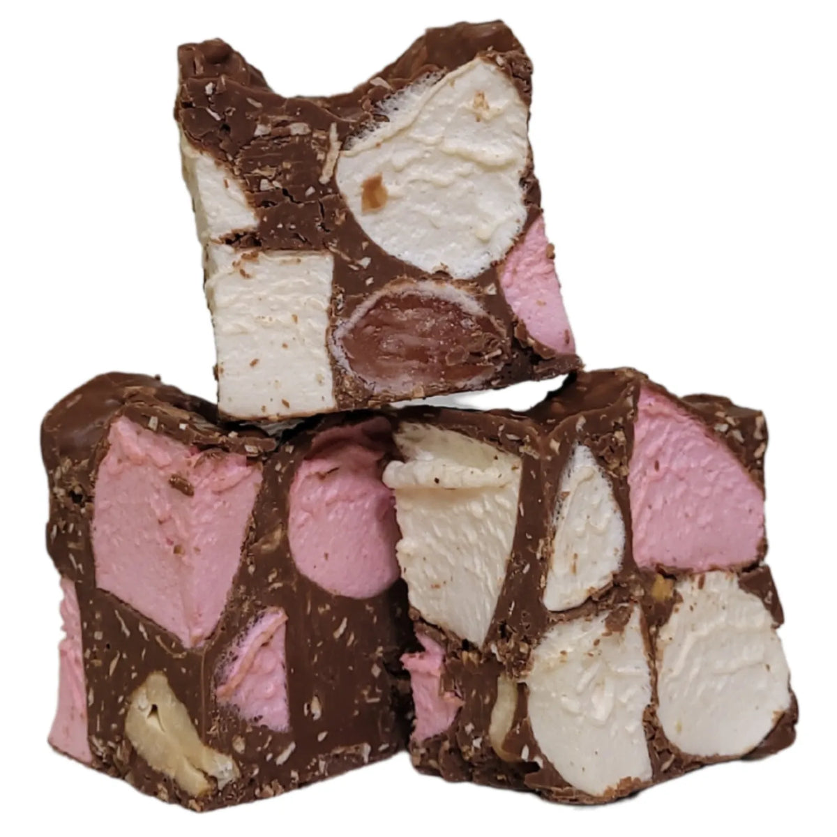 Poppy's Chocolate Rocky Road Cashew and Turkish Delight Milk Chocolate 125g Luxury Handmade Chocolate Lollies