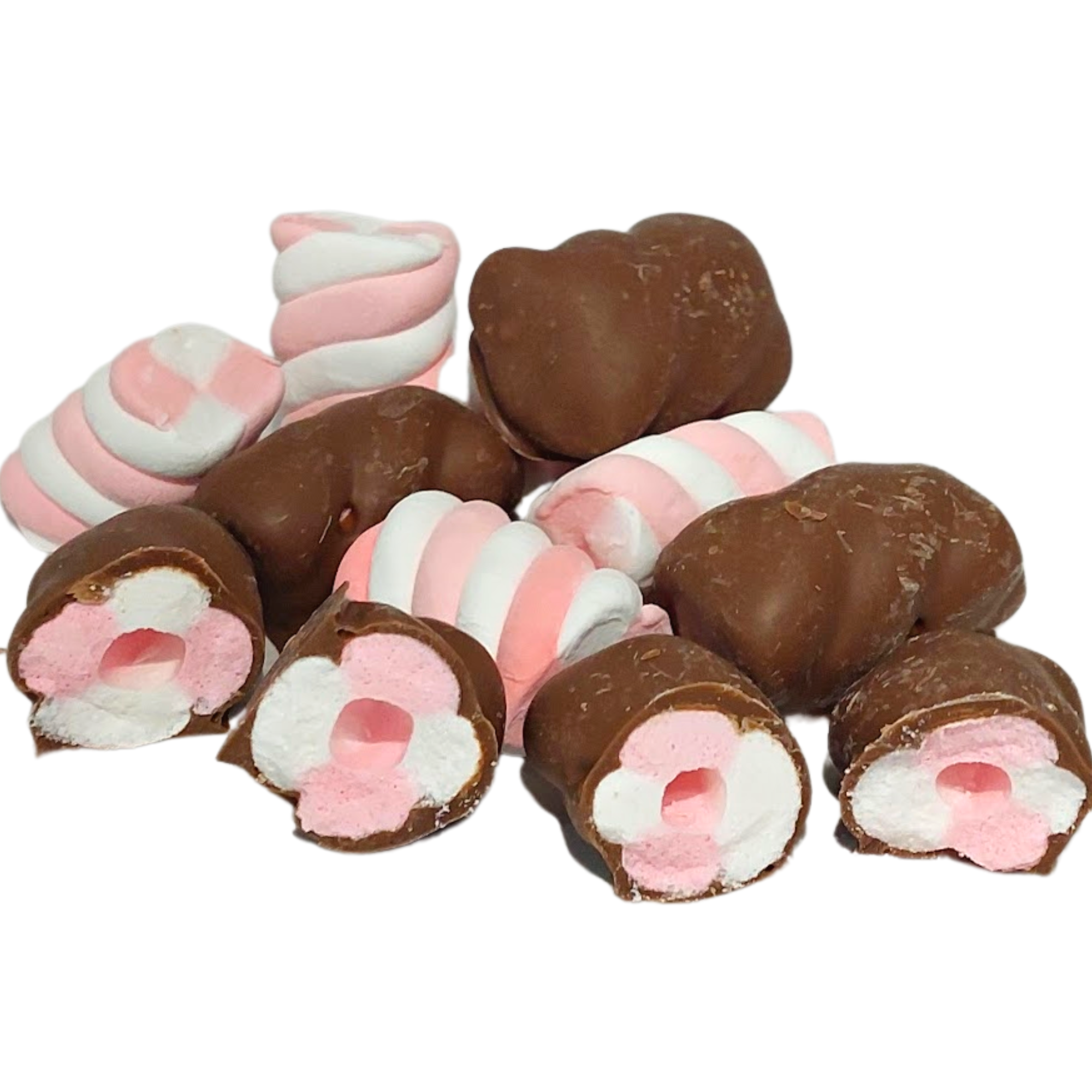 Frochies Twisty Pink Marshmallow chocolate coated freeze dried lollies