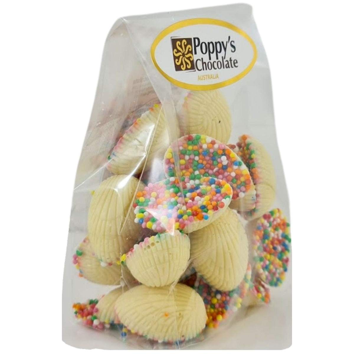 Mini White Chocolate Half Easter Eggs 24 pieces packed in a clear bag