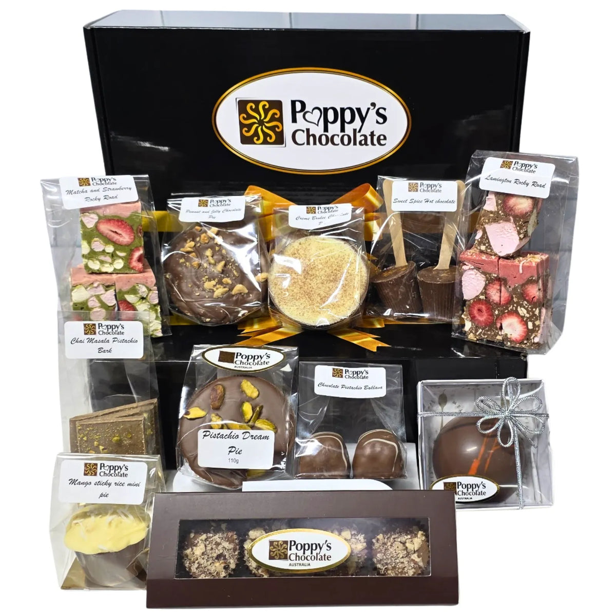 Poppy’s Chocolate Around the World Chocolate Collection. Limited edition box of 11 handcrafted chocolates.