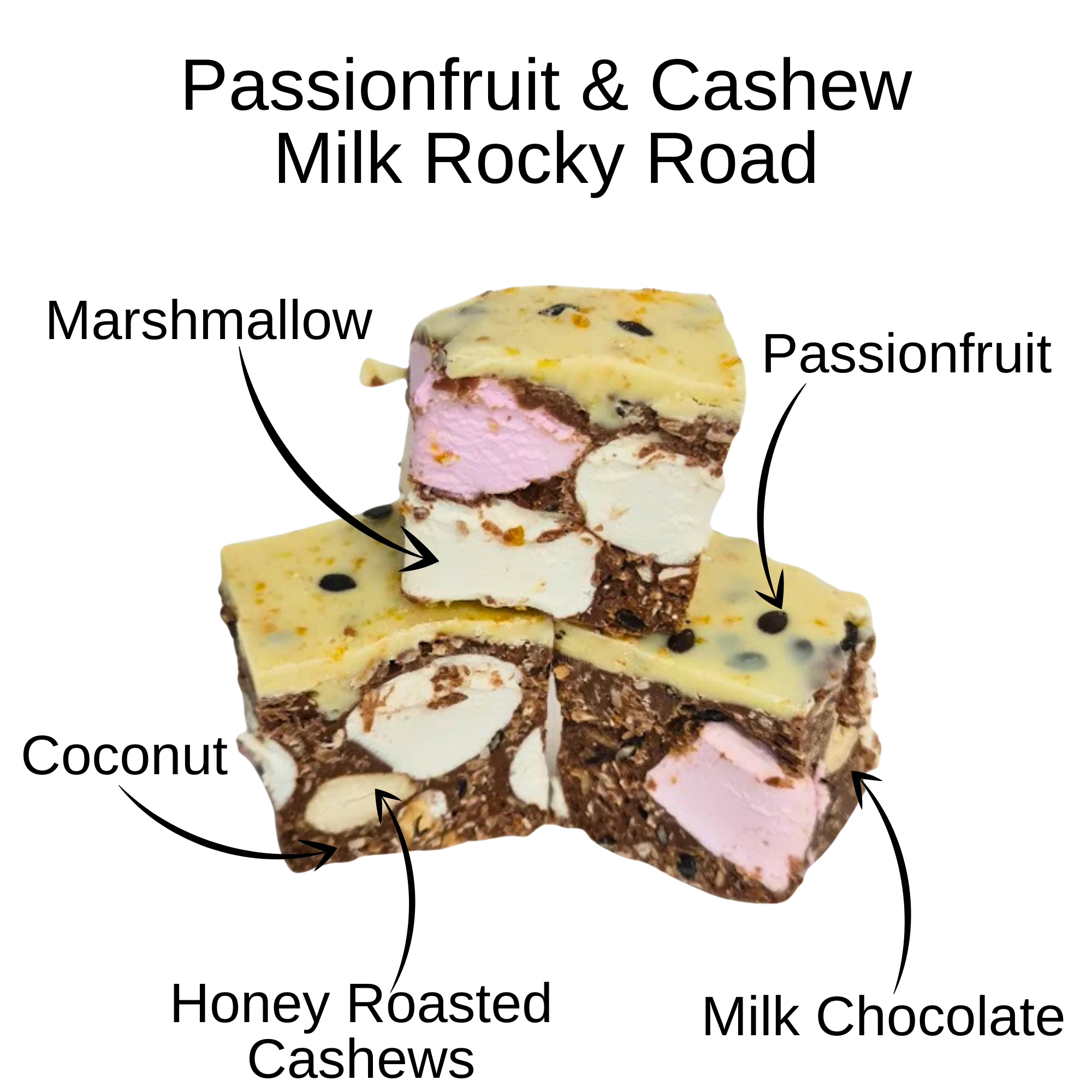 Rocky Road Passionfruit & Cashew milk chocolate 125g