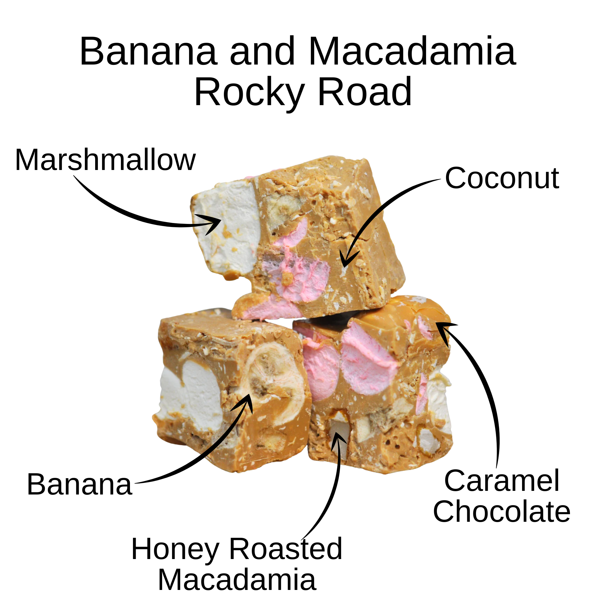 Rocky Road Banana and Macadamia Caramel Chocolate 125g