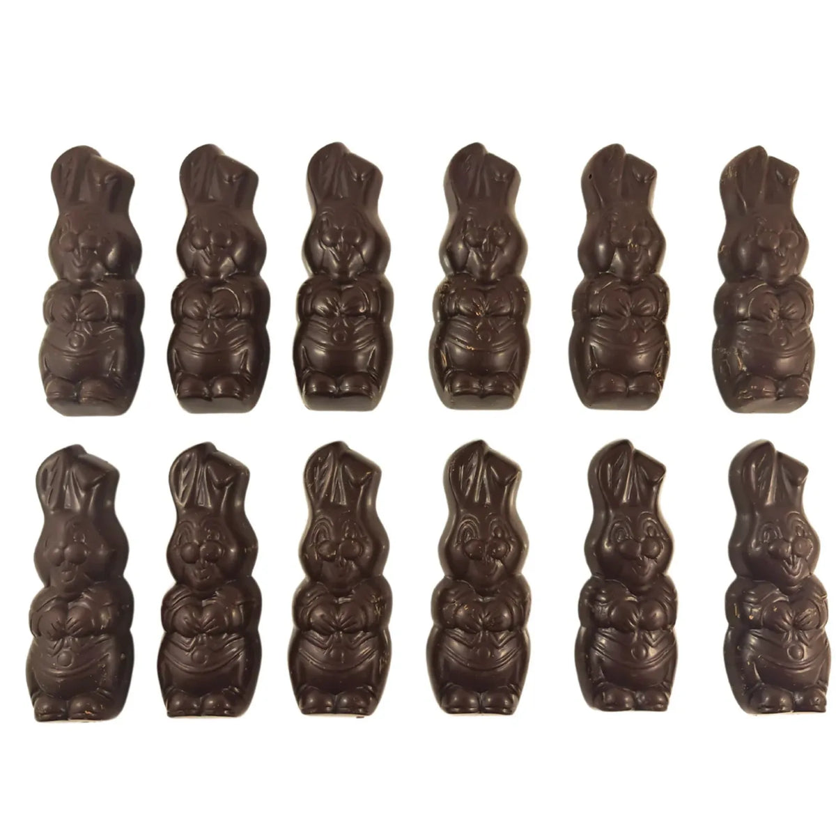 Poppy's Chocolate Dark Chocolate Easter Bunnies 12 Pack Vegan Luxury Handmade Easter Chocolate