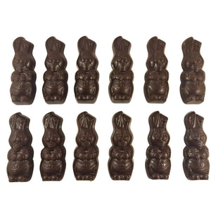 Poppy's Chocolate Dark Chocolate Easter Bunnies 12 Pack Vegan Luxury Handmade Easter Chocolate