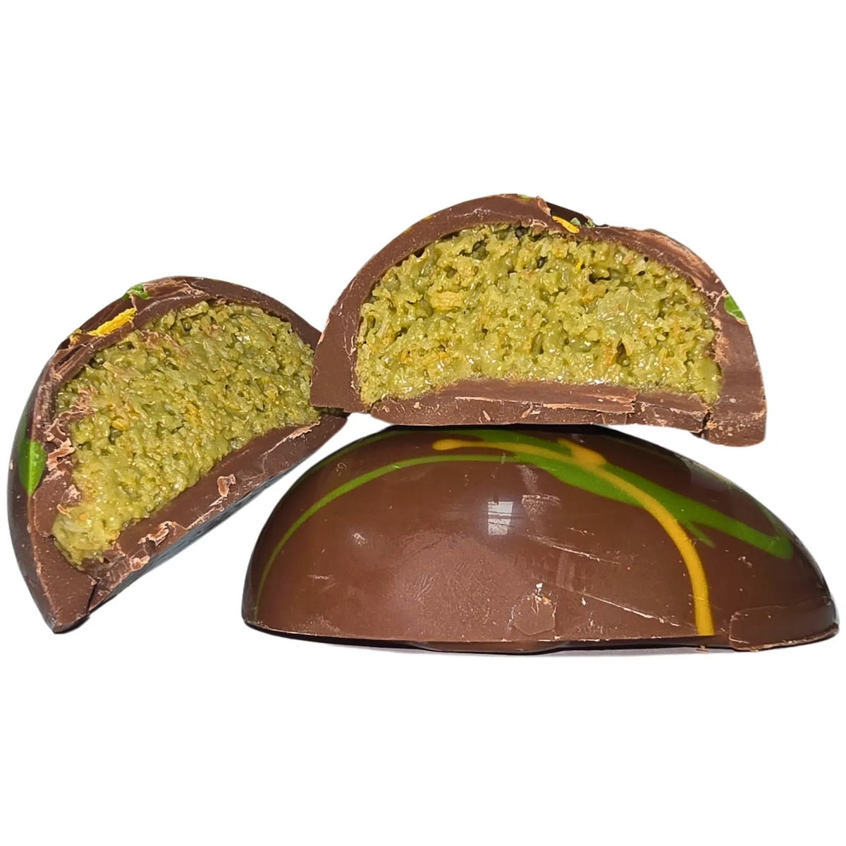 Poppy's Chocolate Pistachio Delight Easter Half Egg Limited Edition Luxury Handmade Easter Chocolate 