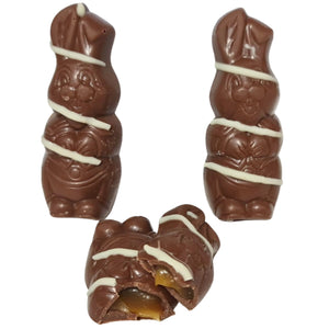 Milk Chocolate Bunnies with a surprise burst of salted caramel inside!