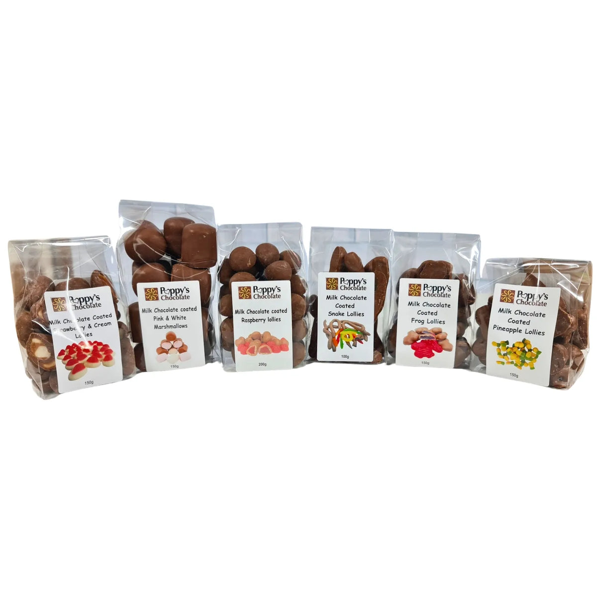 Poppy's Chocolate dipped delight box with delicious lollies coated in couverture Milk Chocolate.