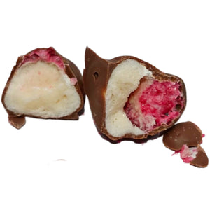 Frochies Strawberry and Cream chocolate coated freeze dried candy lollies