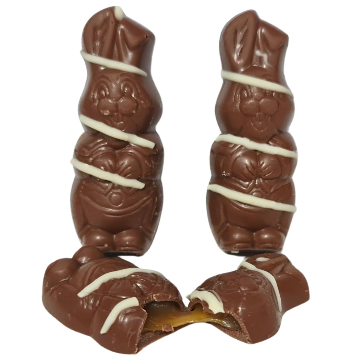 Milk Chocolate Bunnies with a surprise burst of salted caramel inside!