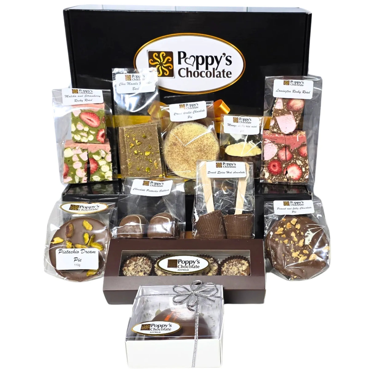 Poppy’s Chocolate Around the World Chocolate Collection. Limited edition box of 11 handcrafted chocolates.