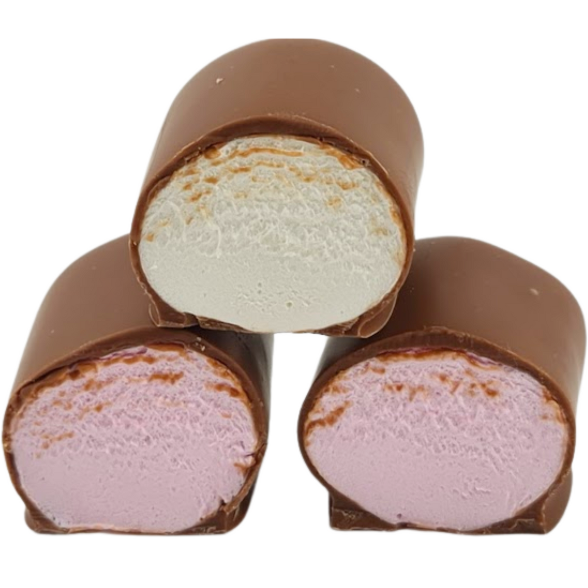 Chocolate Coated Pink and White Marshmallows 150g