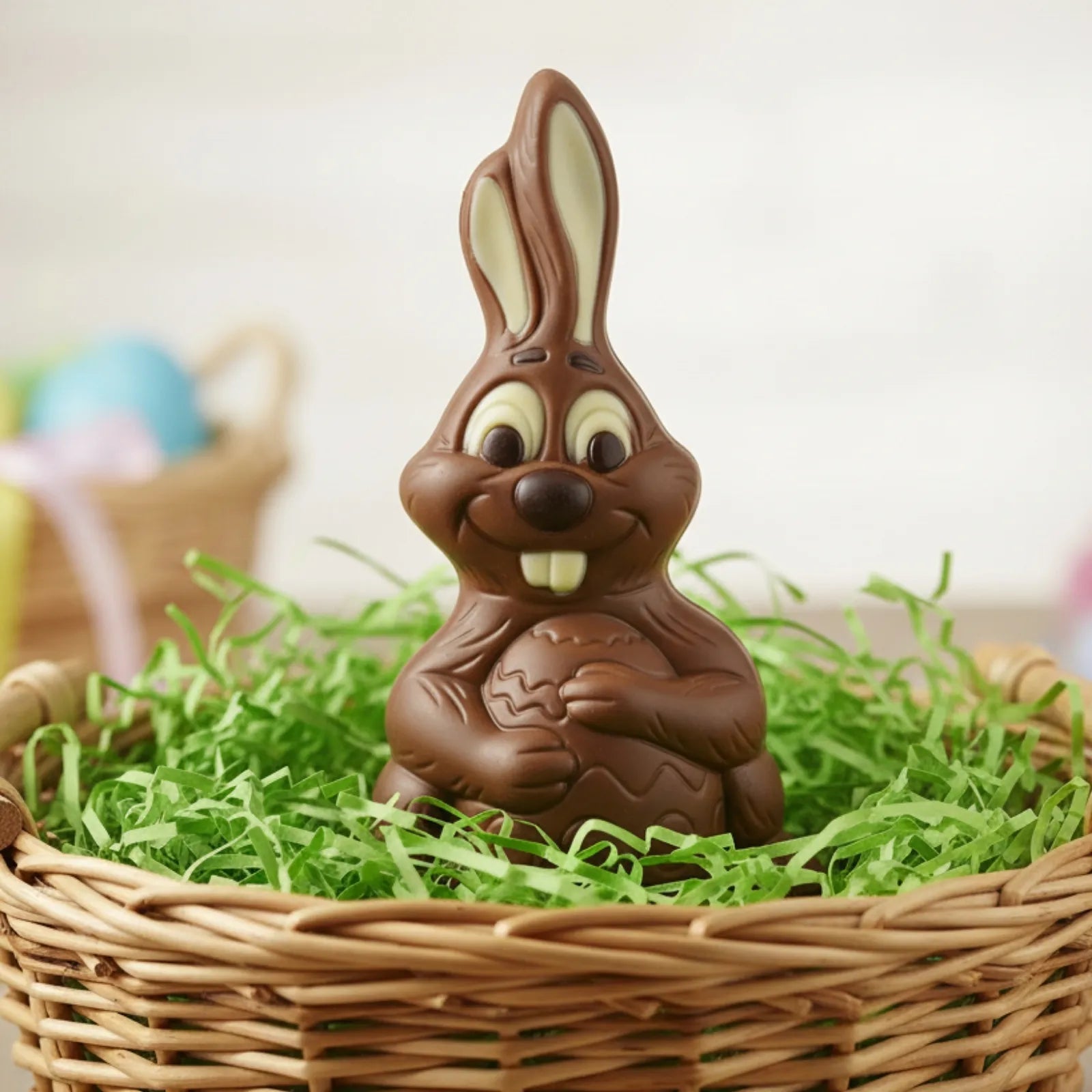 Poppy's Chocolate Milk Chocolate Easter Bunny Holding Egg Small