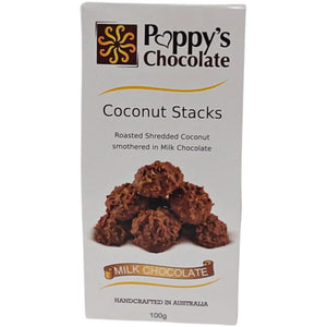 Poppy's Chocolate Milk Chocolate Coconut Stacks 100G