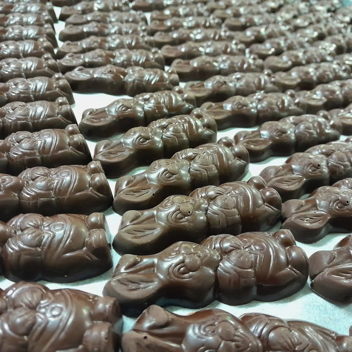Poppy's Chocolate Dark Chocolate Easter Bunnies 12 Pack Vegan Luxury Handmade Easter Chocolate