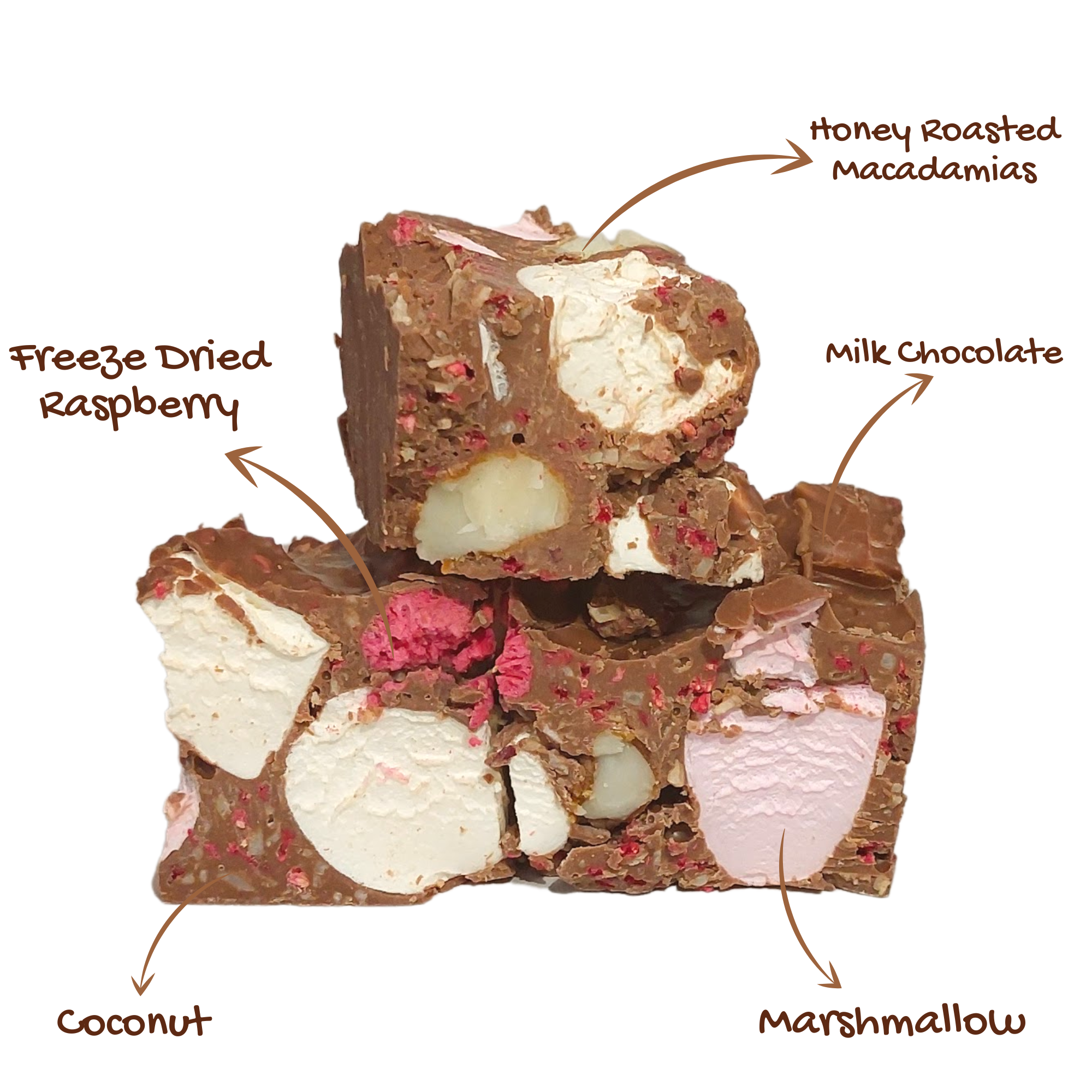 Rocky Road Raspberry and Macadamia Milk Chocolate 125g