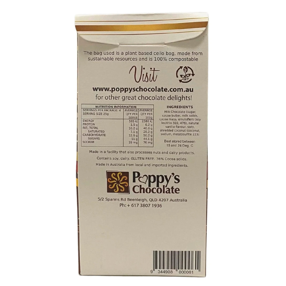 Poppy's Chocolate Milk Chocolate Coconut Stacks 100G