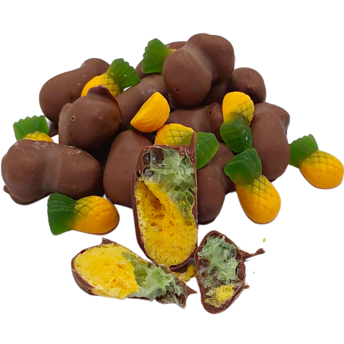 Frochies Pineapple chocolate coated freeze dried candy lollies