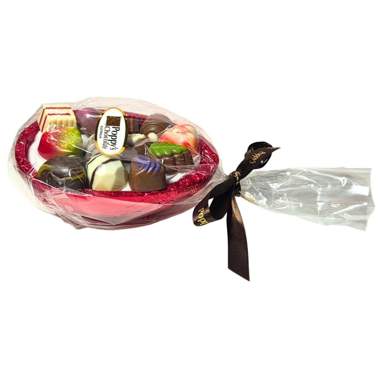 Poppy's Chocolate Milk Chocolate Easter Egg Half with 12 Gourmet Chocolates Luxury Handmade Easter Chocolate