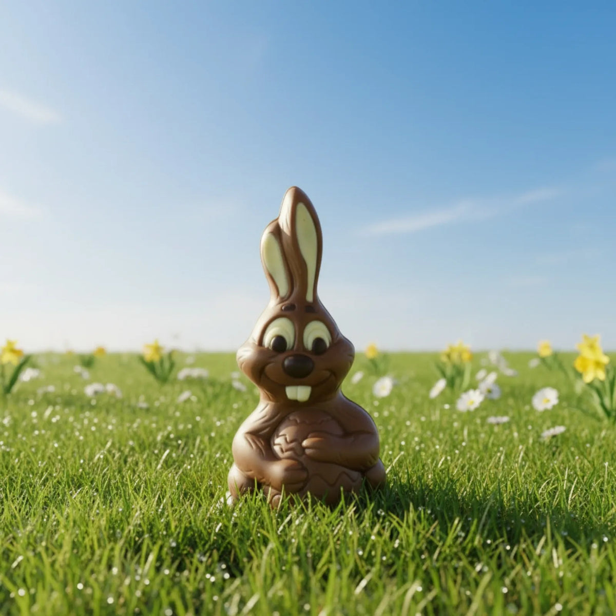 Poppy's Chocolate Milk Chocolate Easter Bunny Holding Egg Small
