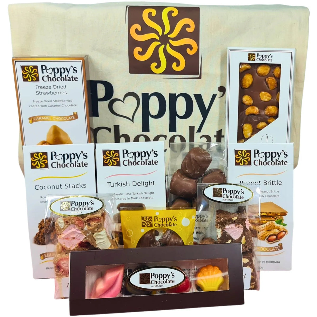 Poppy's Chocolate Fan Faves Fan Favourites Bag Chocolate Hamper Luxury Handmade Chocolate Australia