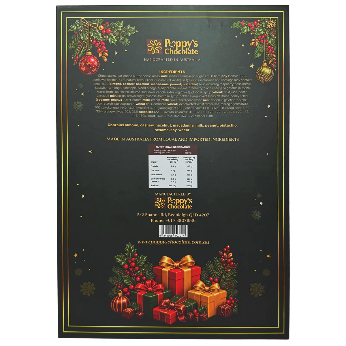 Poppy’s Chocolate Christmas Advent Calendar featuring 24 numbered doors in a luxurious hard case