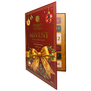 Poppy’s Chocolate Christmas Advent Calendar featuring 24 numbered doors in a luxurious hard case