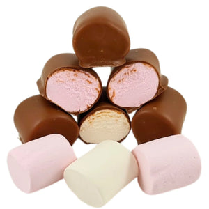 Poppy's Chocolate Chocolate Coated Pink and White Marshmallows 150g Luxury Handmade Chocolate Lollies
