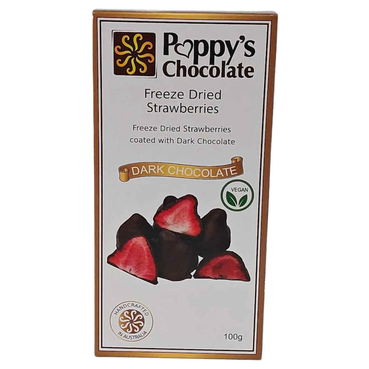 Poppy's Chocolate Dark Chocolate Coated Freeze Dried Strawberries 100G