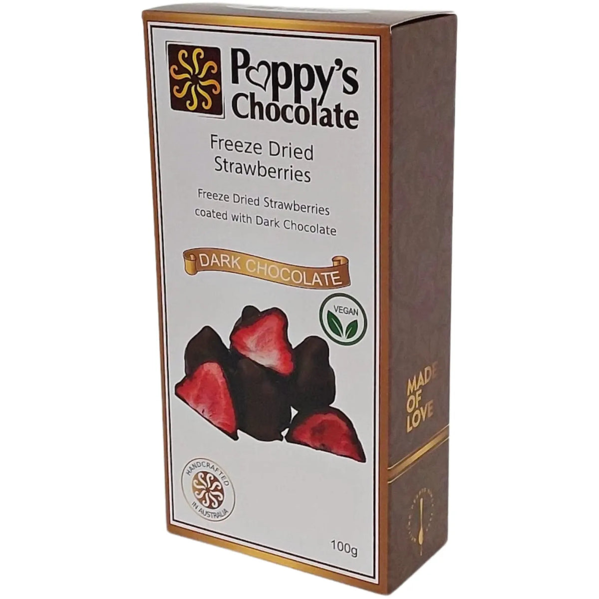 Poppy's Chocolate Dark Chocolate Coated Freeze Dried Strawberries 100G