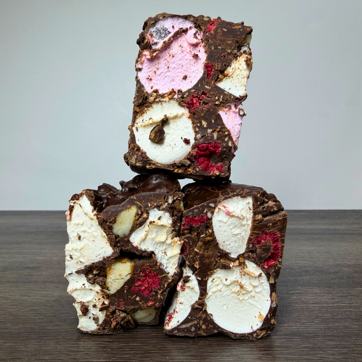 Rocky Road Raspberry and Macadamia Dark Chocolate 125g