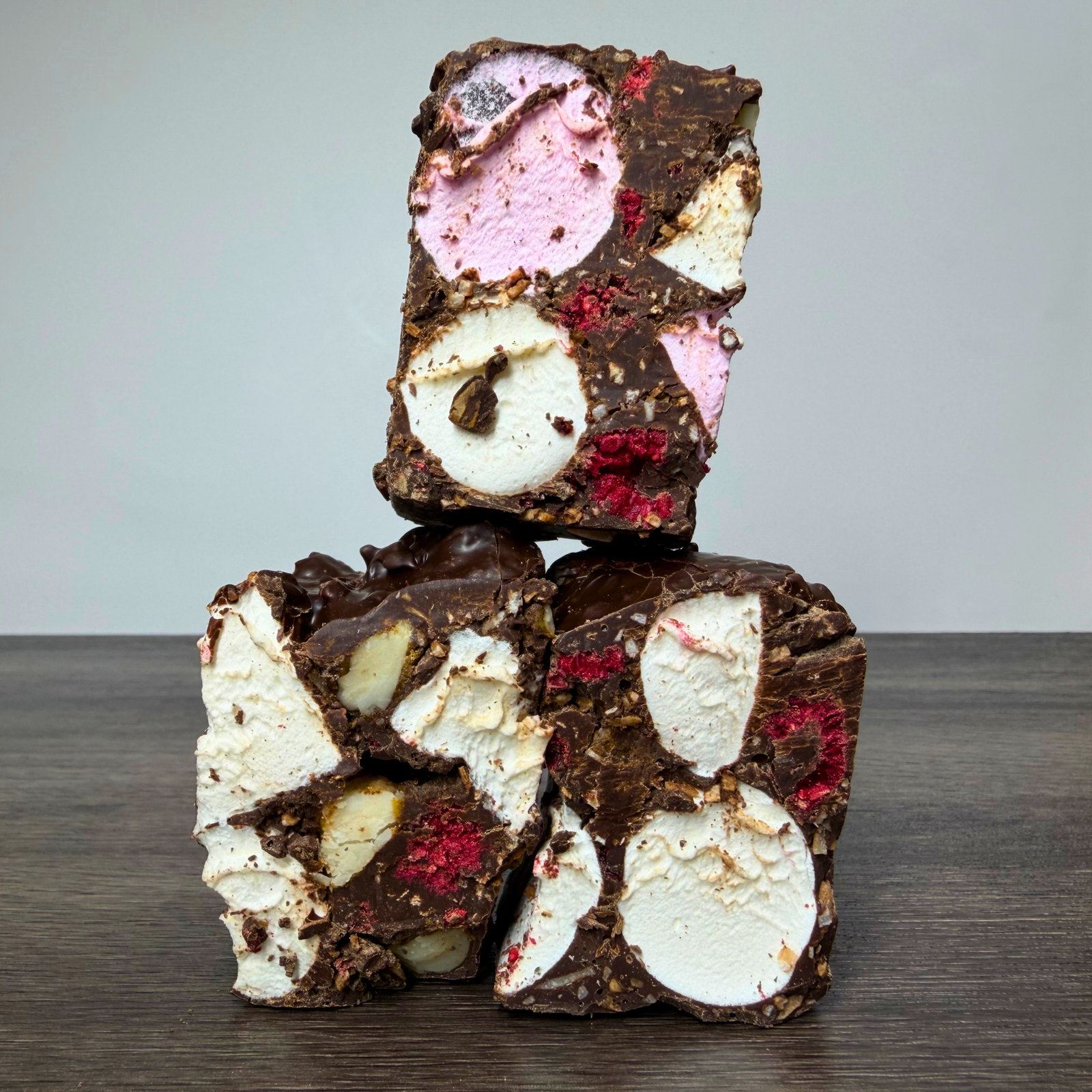 Rocky Road Raspberry and Macadamia Dark Chocolate 125g