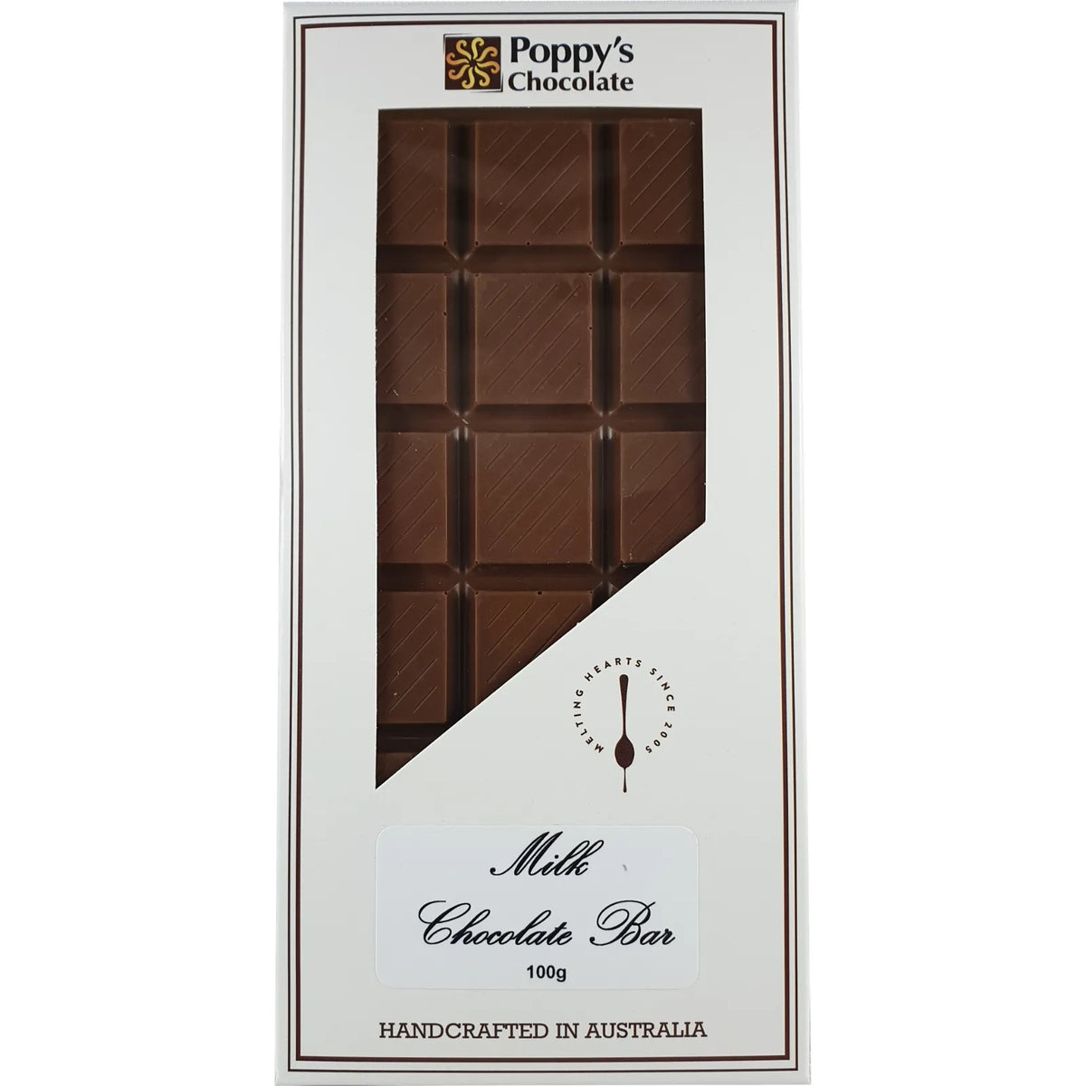 Poppy's Chocolate Milk Chocolate Block 100g Luxury Handmade Chocolate Lollies
