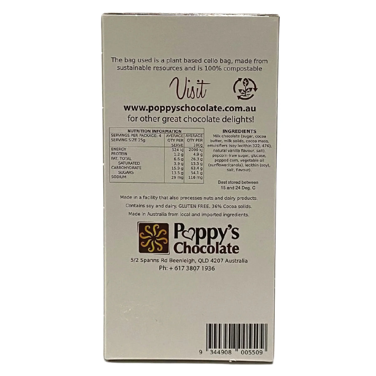 Poppy's Chocolate Chocolate Coated Caramel Popcorn 100g Luxury Handmade Chocolate lollies