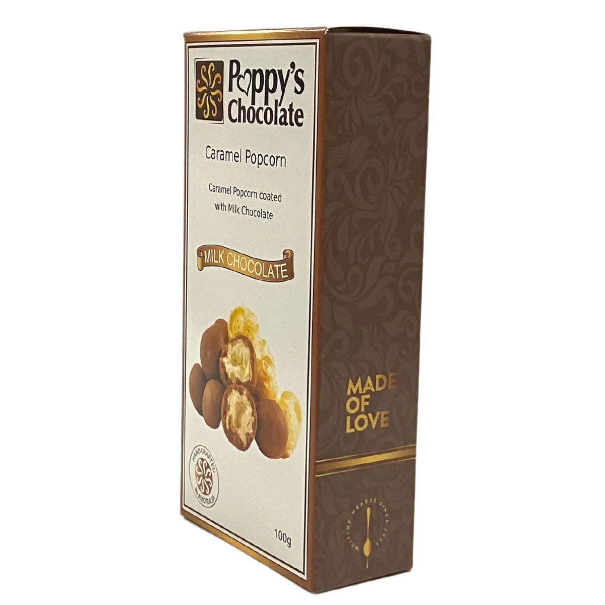 Poppy's Chocolate Chocolate Coated Caramel Popcorn 100g Luxury Handmade Chocolate lollies